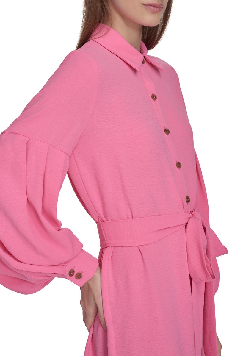 Calvin Klein Long Sleeve Gauze Shirtdress, Alternate, color, Azalea