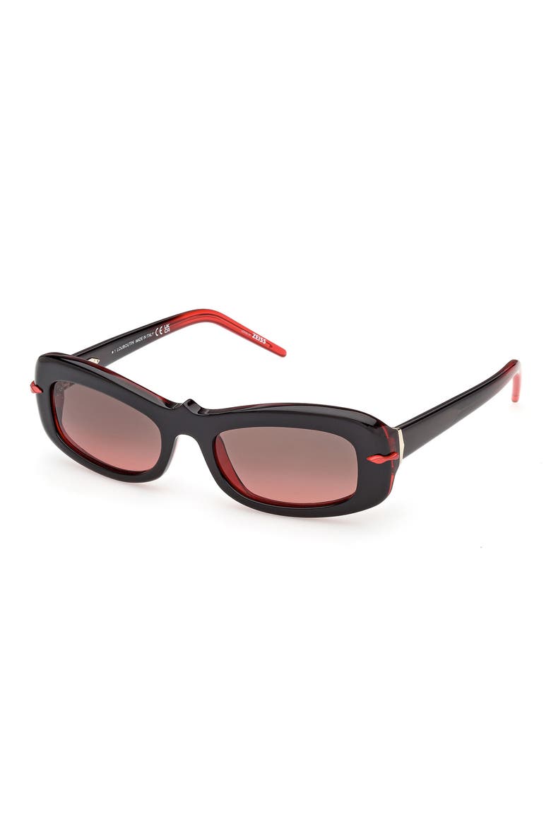 52mm Geometric Sunglasses, Alternate, color, BLACK / RED GUNMETAL