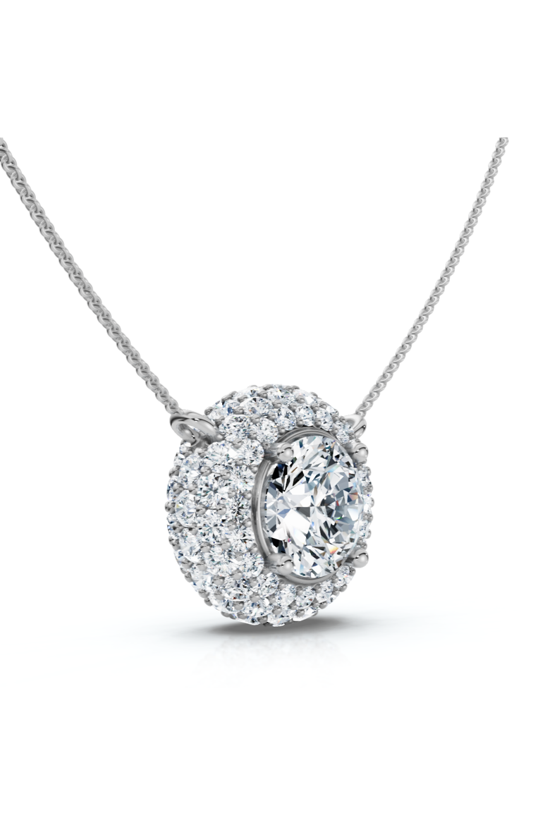 Certified 3 1/2Ct Euro Diamond Pendant 14k Gold 18" Women's Necklace Lab Grown, Alternate, color, White Gold