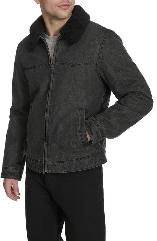 Levi's Western Denim Jacket With Removable Faux Shearling Collar In Black