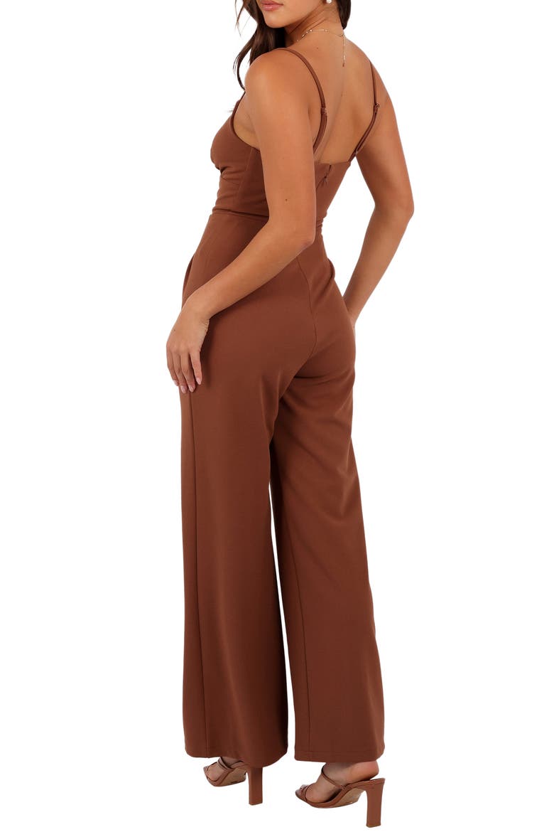 Maelle Stretch Crepe Jumpsuit, Alternate, color, BANKSIA BROWN