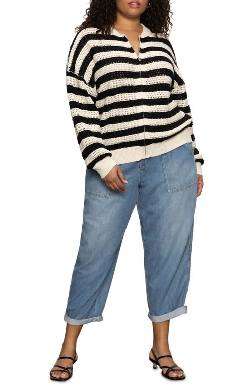 Shop Sanctuary Stripe Open Stitch Cotton Bomber Cardigan