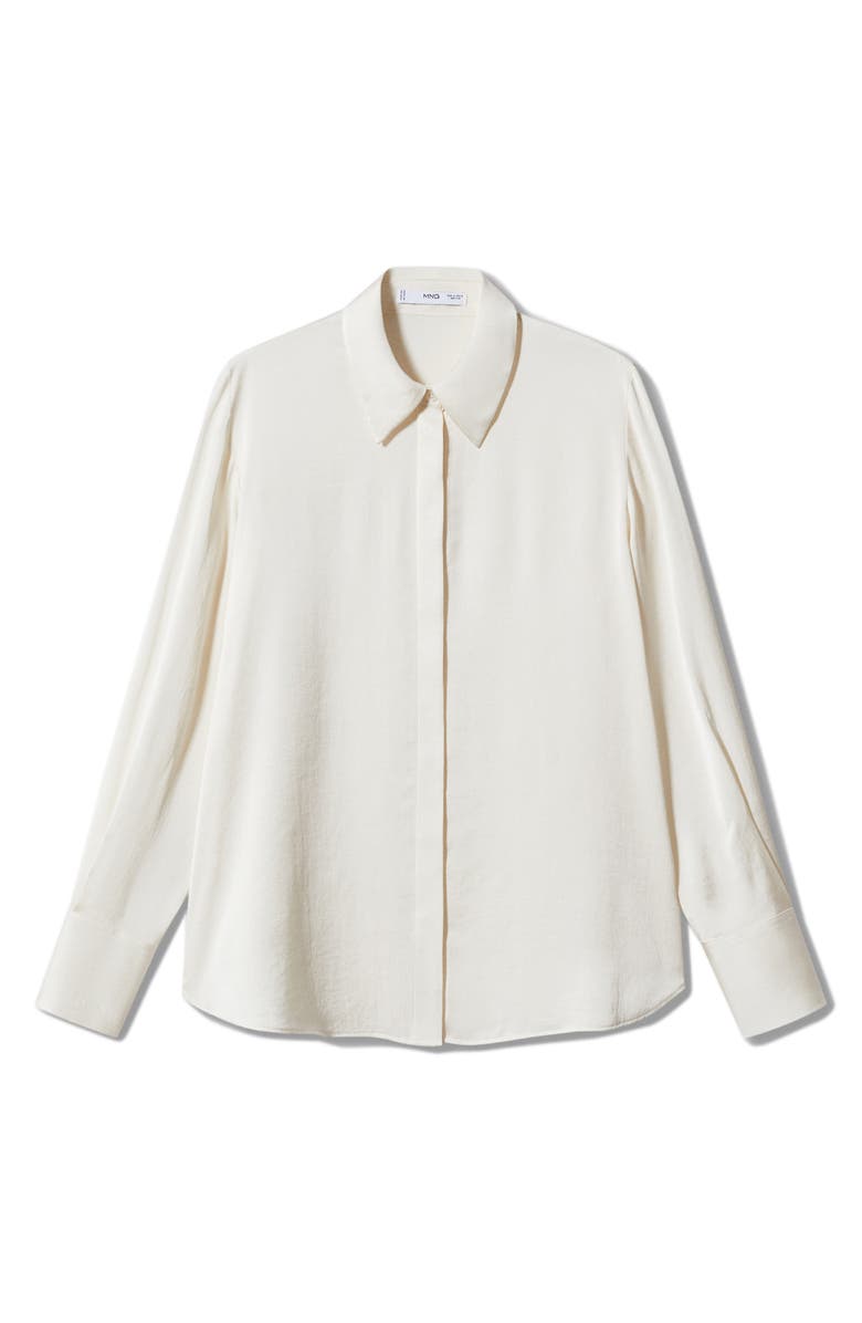 MANGO Flowy Satin Button-Up Shirt, Alternate, color, 