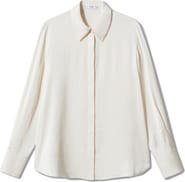 MANGO Flowy Satin Button-Up Shirt