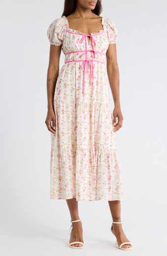 Blu Pepper Floral Tie Contrast Tie Midi Dress