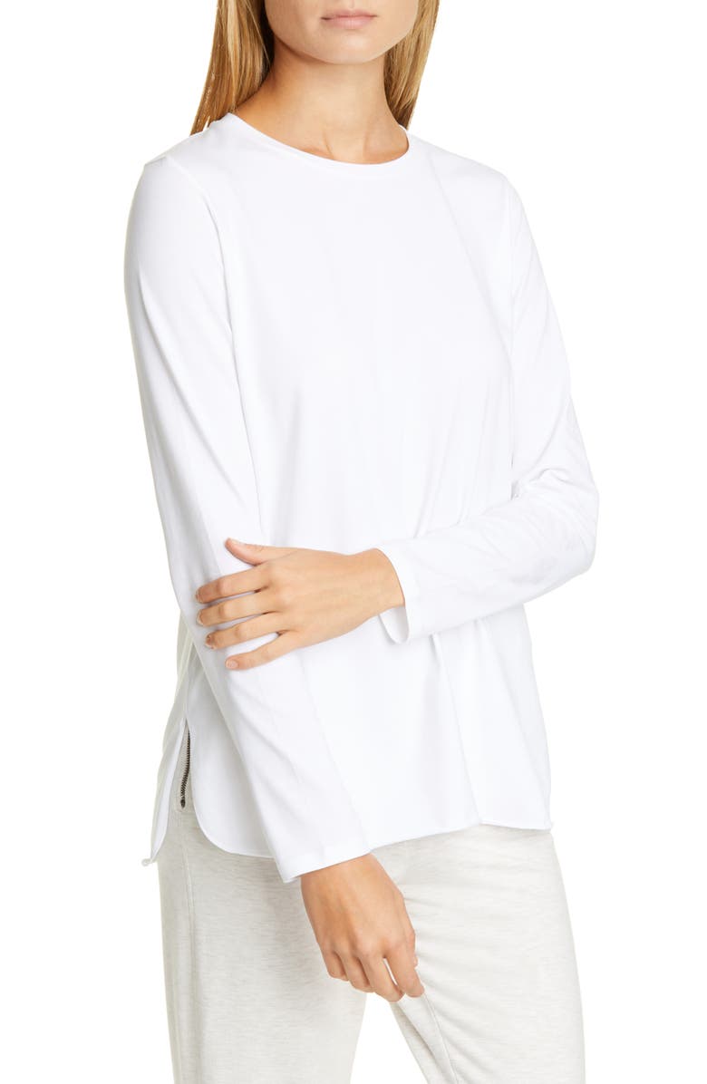 Max Mara Leisure Long Sleeve Stretch Cotton Tee, Main, color, 