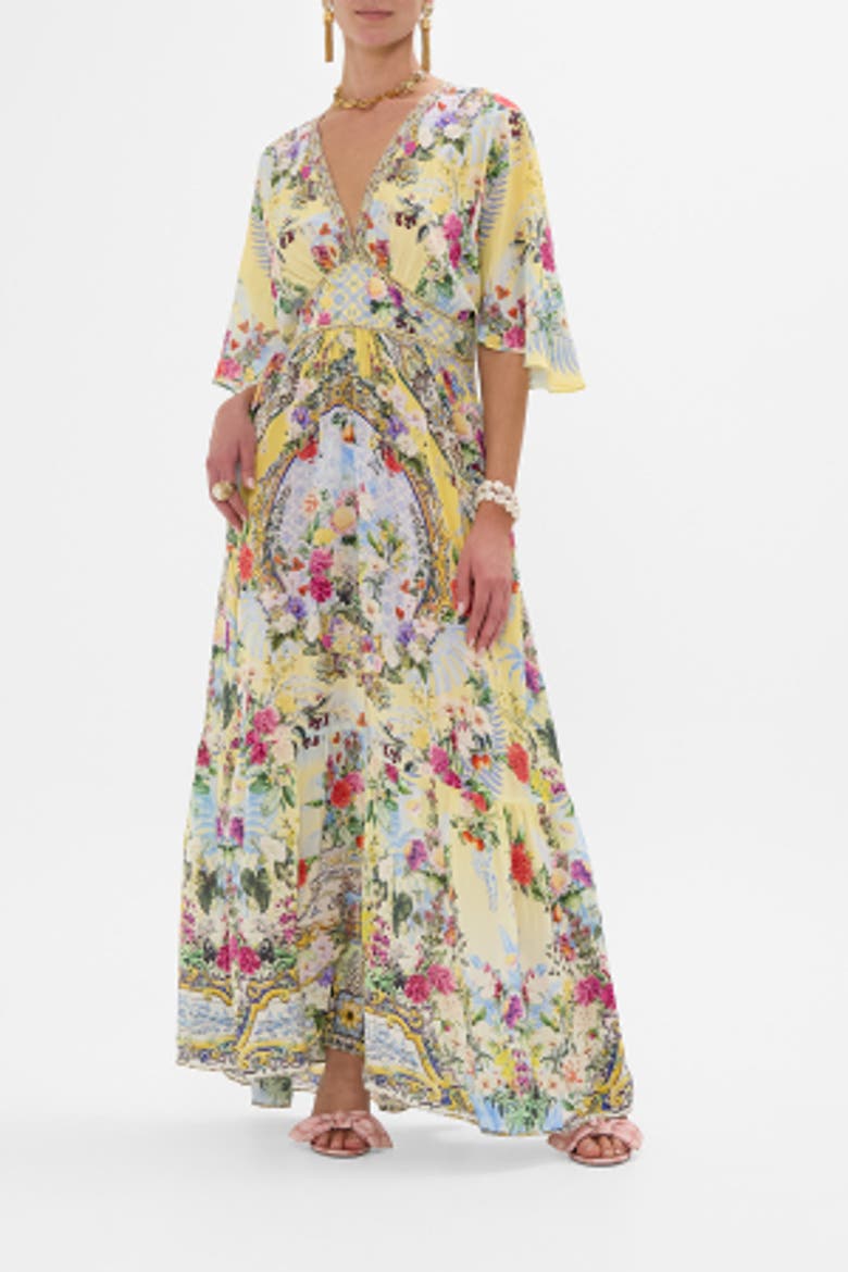 Waisted Dress With Hem Ruffle Flor Fantastica, Alternate, color, Flor Fantastica