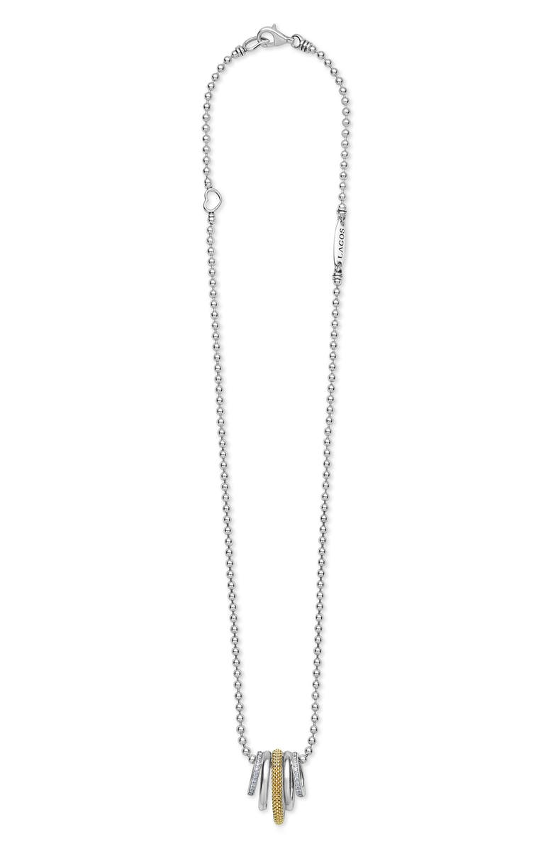 LAGOS Caviar Lux Pavé Diamond Pendant Necklace, Alternate, color, Two-Tone