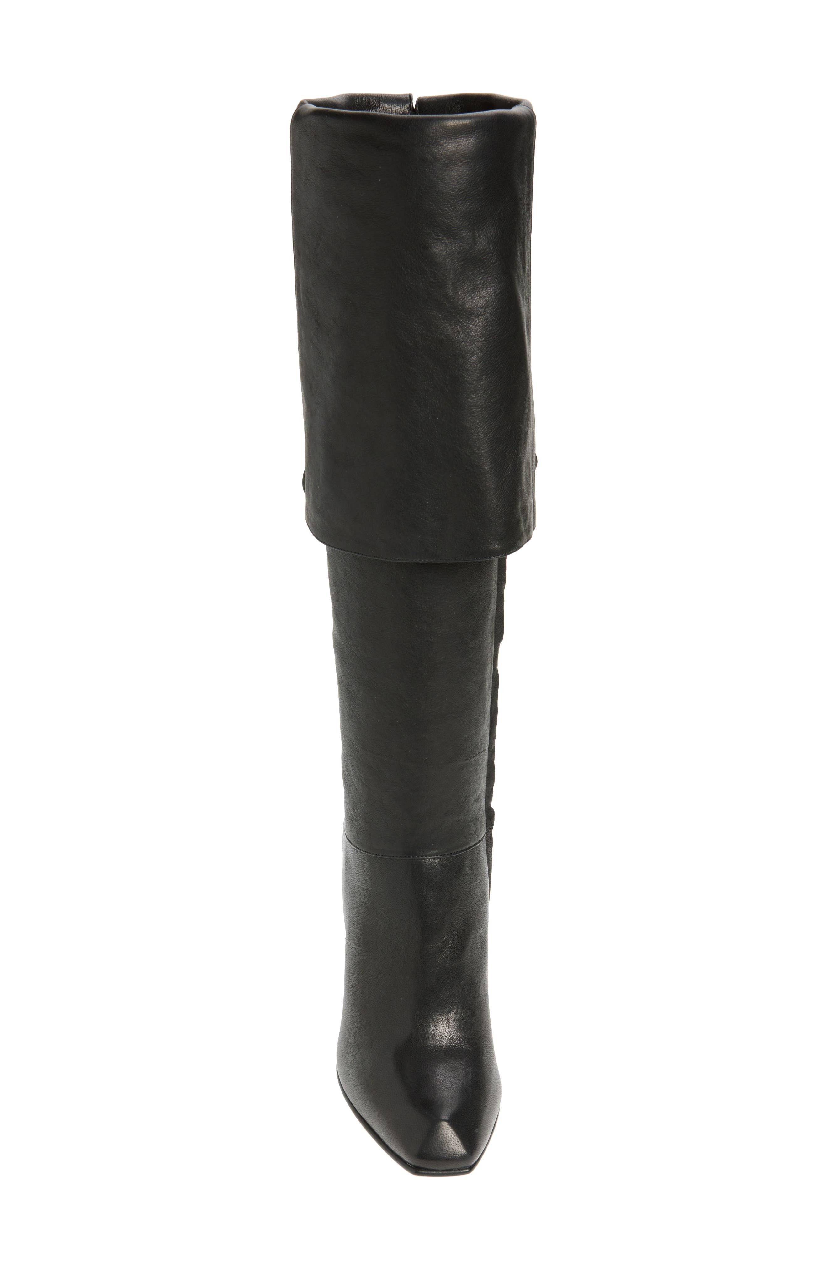 McQueen Lace-up Cuff Horn Heel Knee High Boot, Alternate, color, 