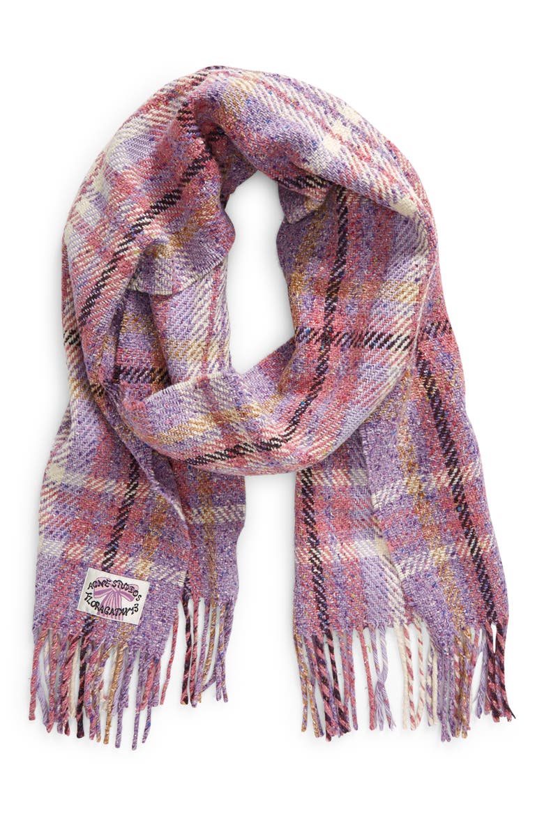 Volano Plaid Wool Blend Scarf, Alternate, color, VIOLET PURPLE