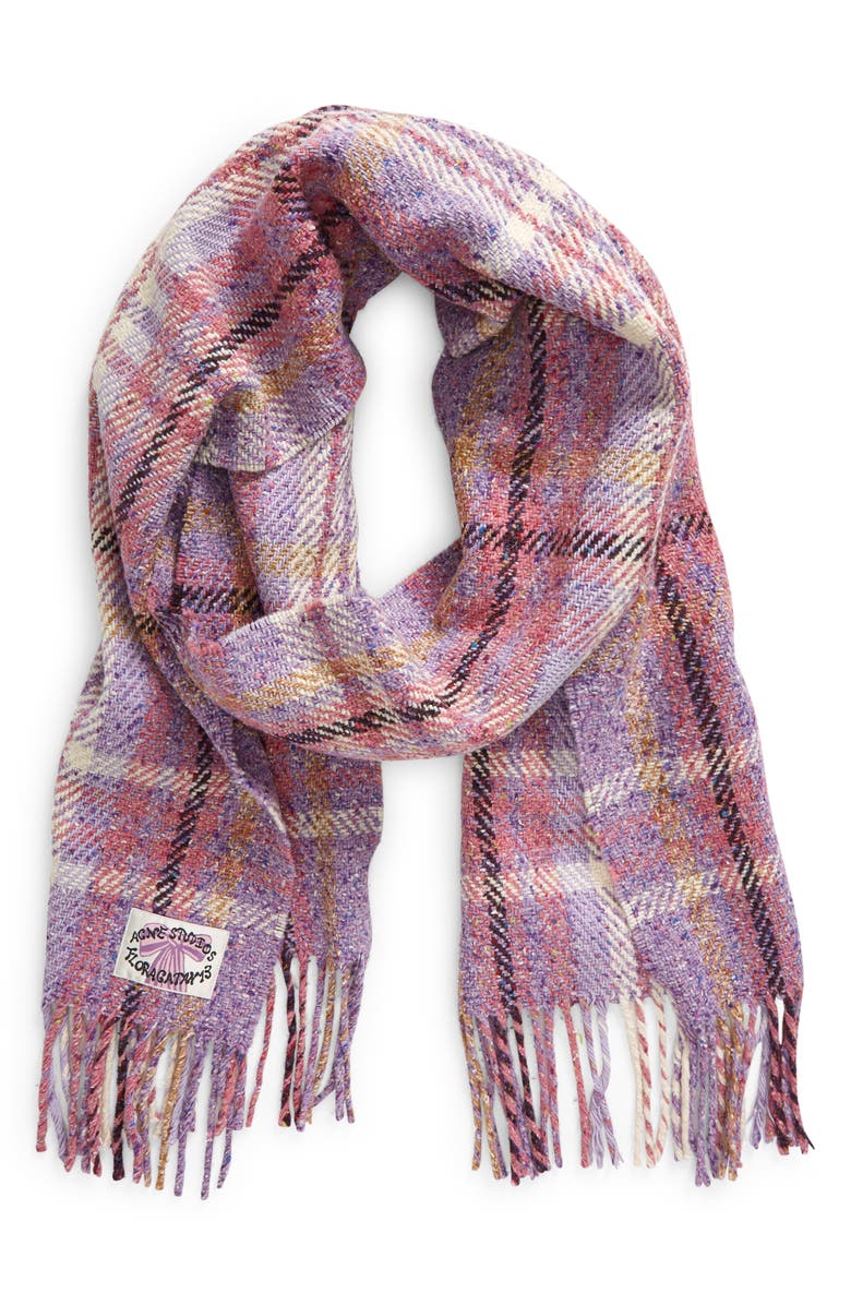 Acne Studios Volano Plaid Wool Blend Scarf, Alternate, color,