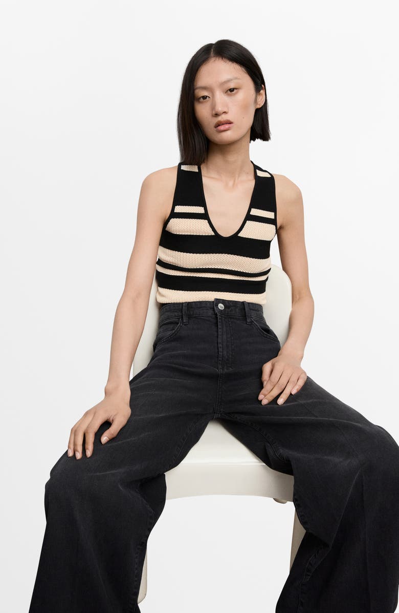 MANGO Open Stitch Sweater Tank, Alternate, color, Black Multi