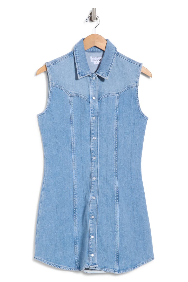 Dolly Sleeveless Denim Minidress, Main, color, LIGHT BLUE