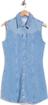 Good American Dolly Sleeveless Denim Minidress