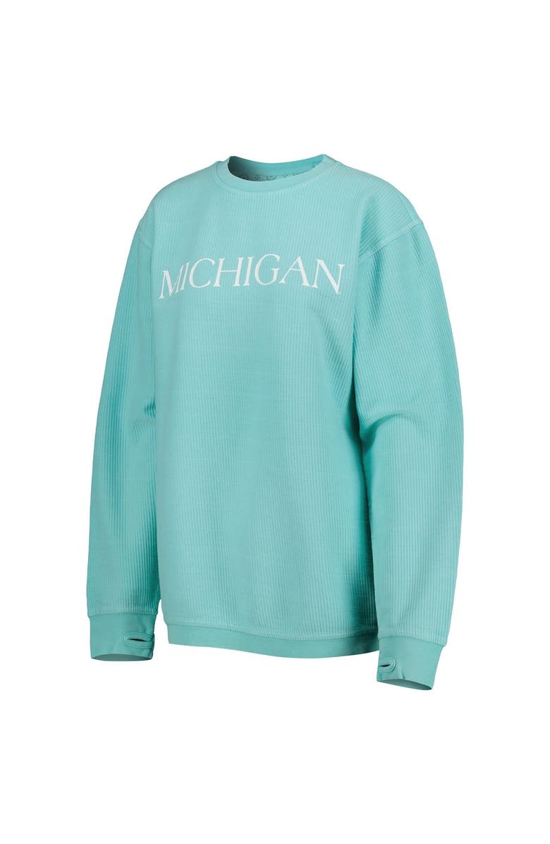 PRESSBOX Women's Pressbox Mint Michigan Wolverines Comfy Cord Bar Print Pullover Sweatshirt, Alternate, color, 