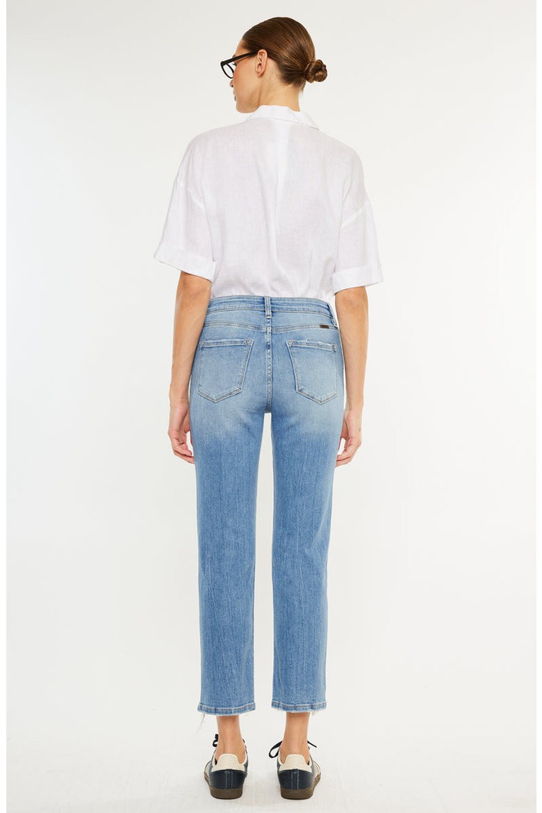 Angela Essentials High Rise Slim Cropped Straight Jeans, Alternate, color, Light Blue