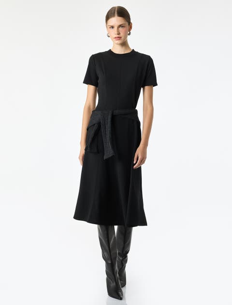 Short Sleeve Crew Neck Flare Dress