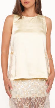 Petal & Pup Coleman Side Slit Satin & Lace Top
