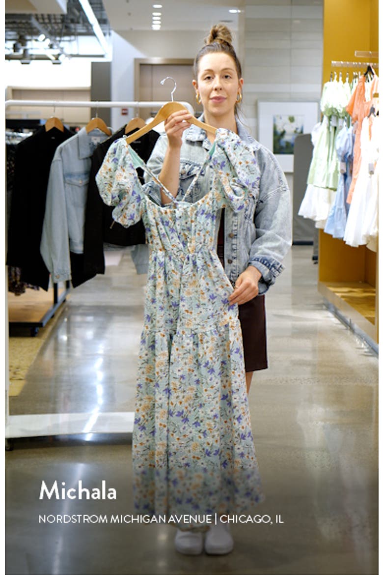Puff Sleeve Floral Cotton Midi Dress video
