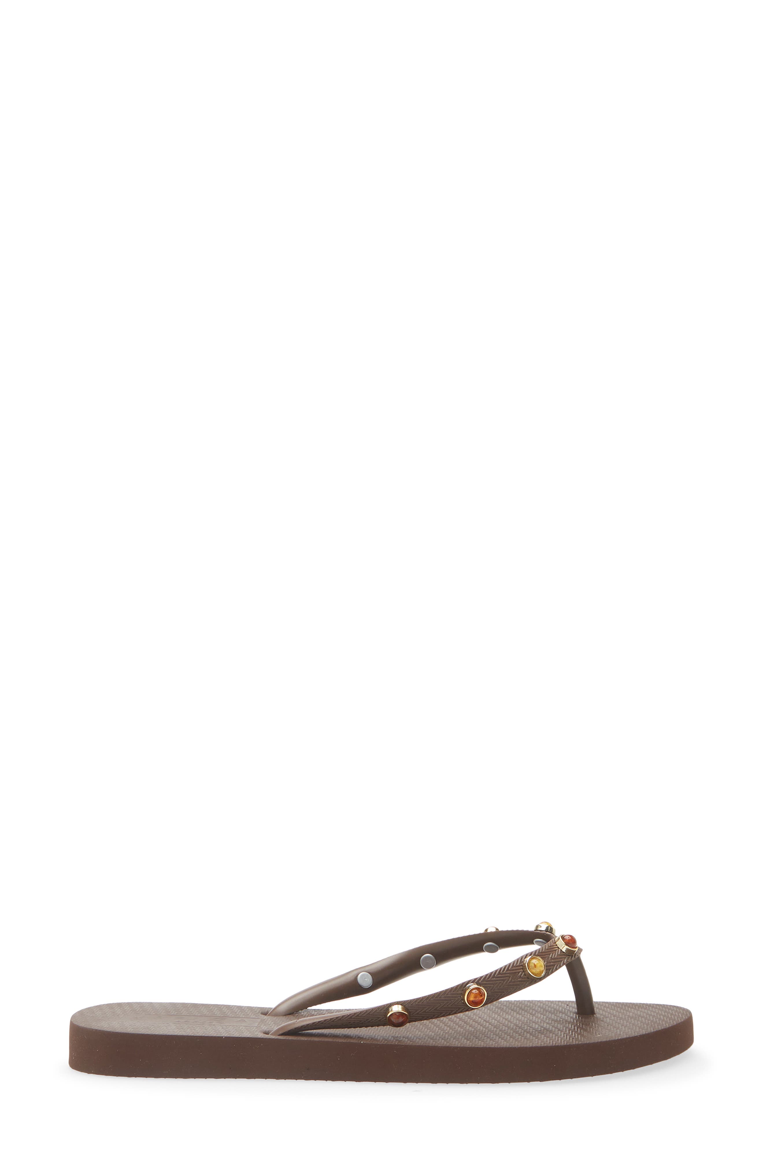 Stone Embellished Flip Flop, Alternate, color, CHOCOLATE