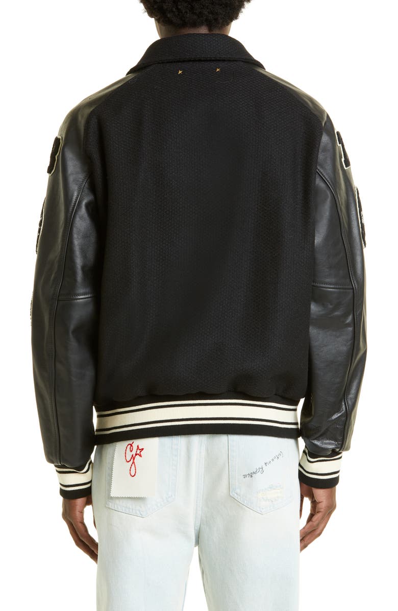 Golden Goose Golden Dreamers Wool & Leather Letterman's Jacket, Alternate, color, Black
