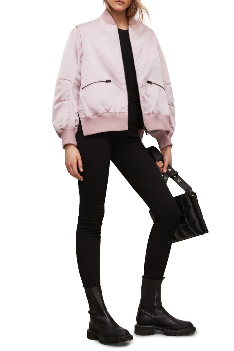 Brooke Puffer Bomber Jacket, Alternate, color, LILAC PINK