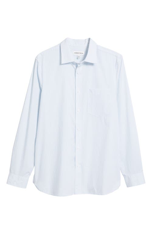 Nordstrom Stripe Performance Stretch Cotton Blend Sport Shirt In White- Blue Simple Stripe