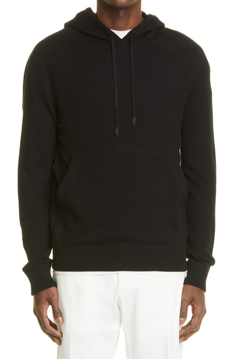 Premium Cashmere Hoodie, Main, color, BLACK