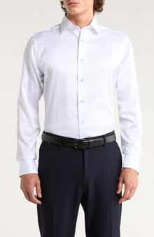 David Donahue Trim Fit Microprint Dress Shirt