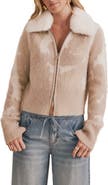 Splendid Lola Faux Fur Collar Cardigan