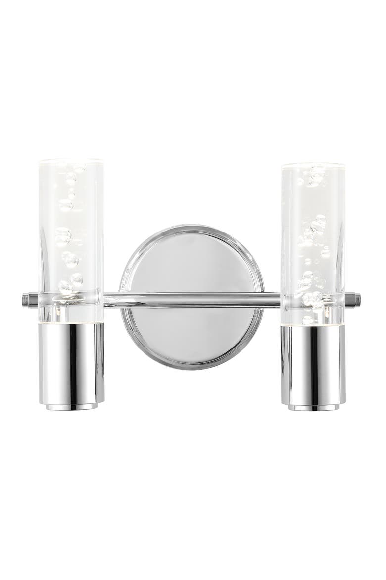 Bolha 2-Light Minimalist Modern Bubble Acrylic/Iron Integrated LED Vanity Light, Main, color, Chrome