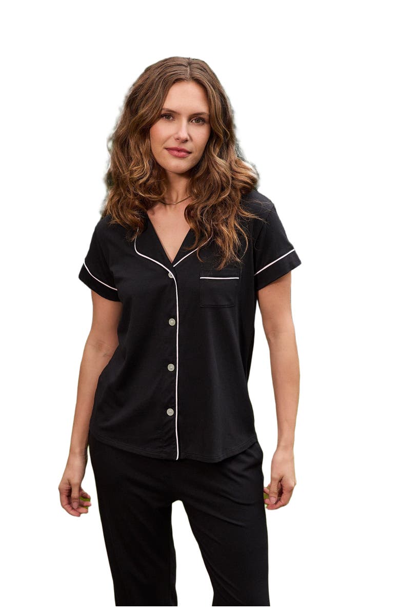 The Cat's Pajamas Pima Knit Capri Set, Alternate, color, Midnight