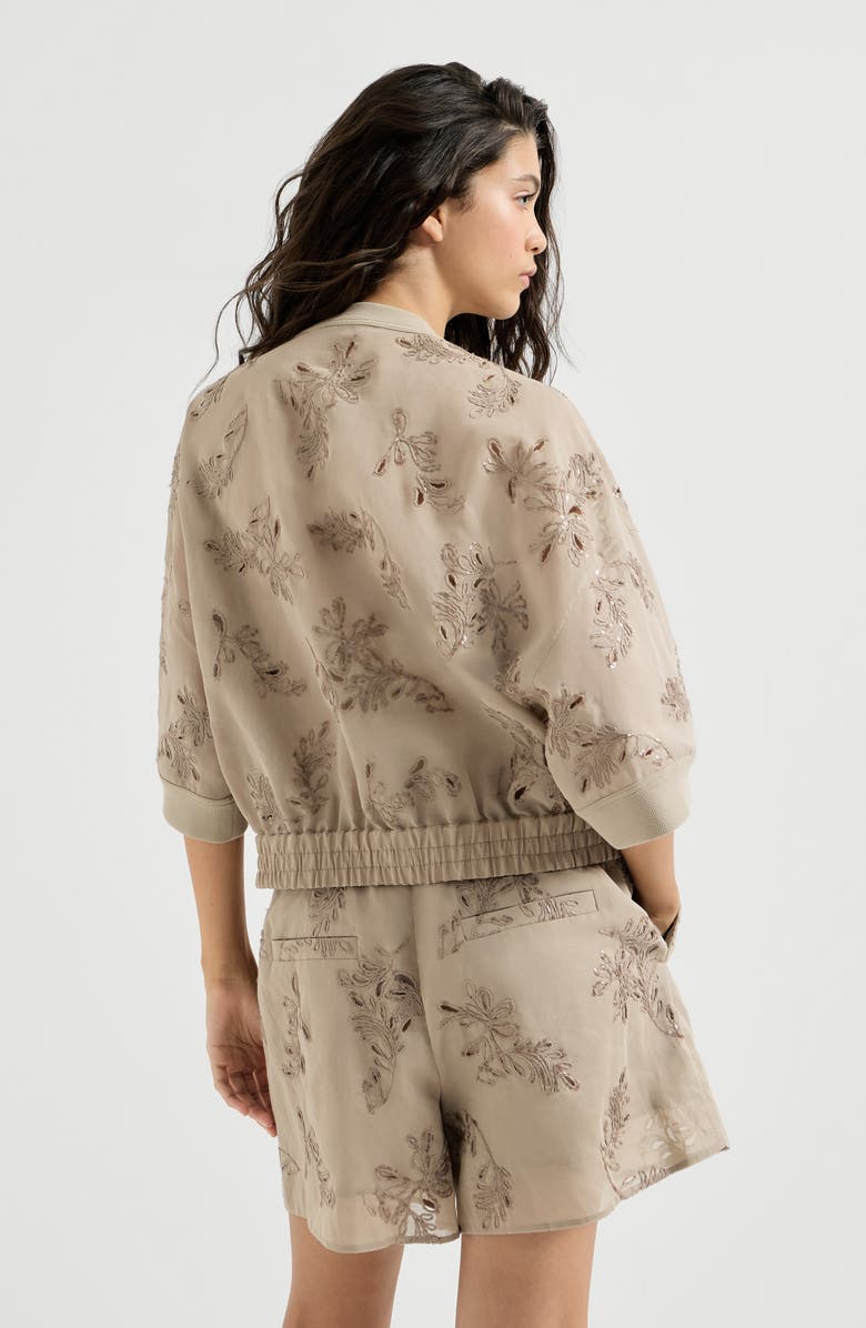 Brunello Cucinelli Outerwear with dazzling broderie anglaise, Alternate, color, Espresso