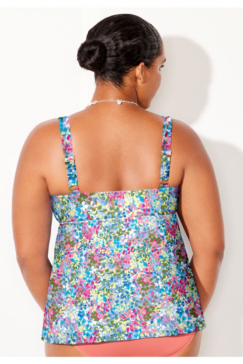 V Neck Flowy Tankini Top, Alternate, color, Floral Ditsy
