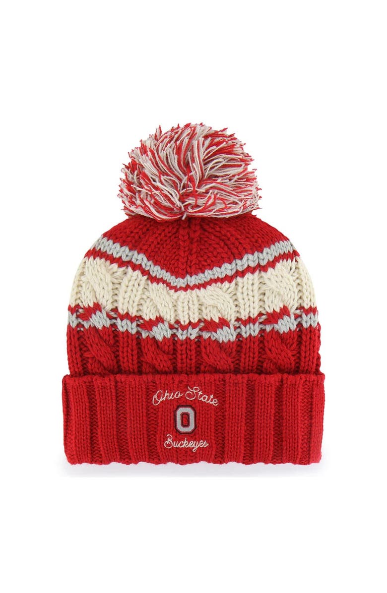 '47 Women's '47 Scarlet Ohio State Buckeyes Emma Cuffed Knit Hat with Pom, Alternate, color, 