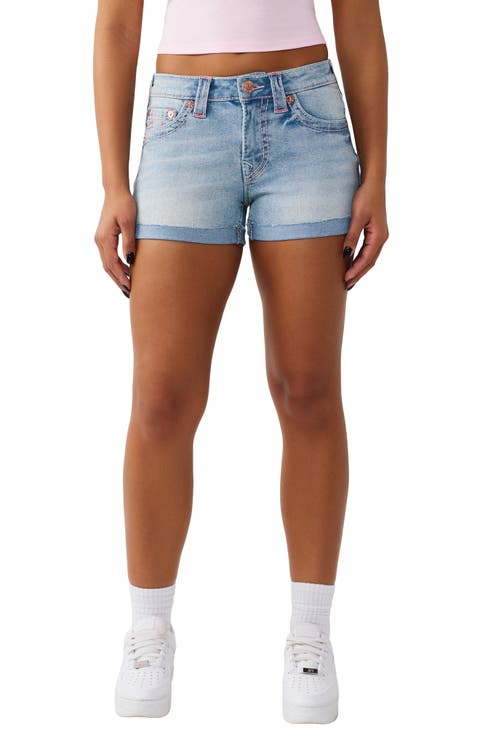 Jennie Cuffed Denim Shorts (Flax Flower)