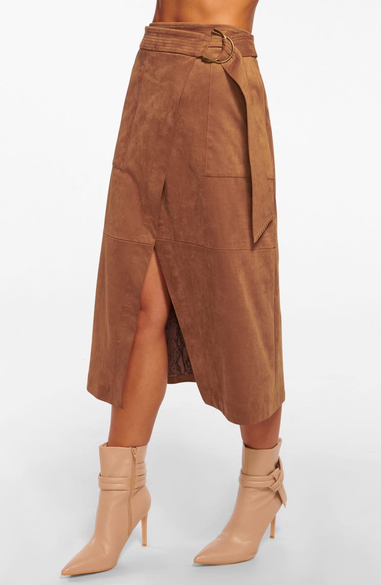 Ramy Brook Delphia Faux Suede Wrap Skirt, Alternate, color, 