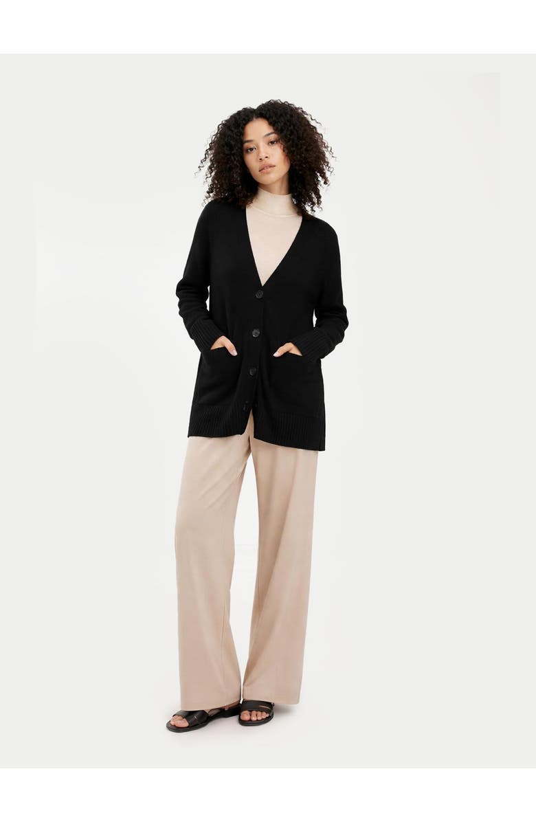 GOBI Mongolian Cashmere Relaxed-Fit Cashmere Cardigan, Alternate, color, Black