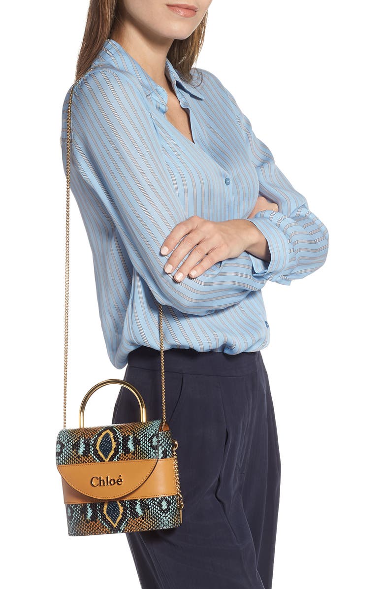 Chloé Aby Lock Python Embossed Leather Shoulder Bag, Alternate, color,