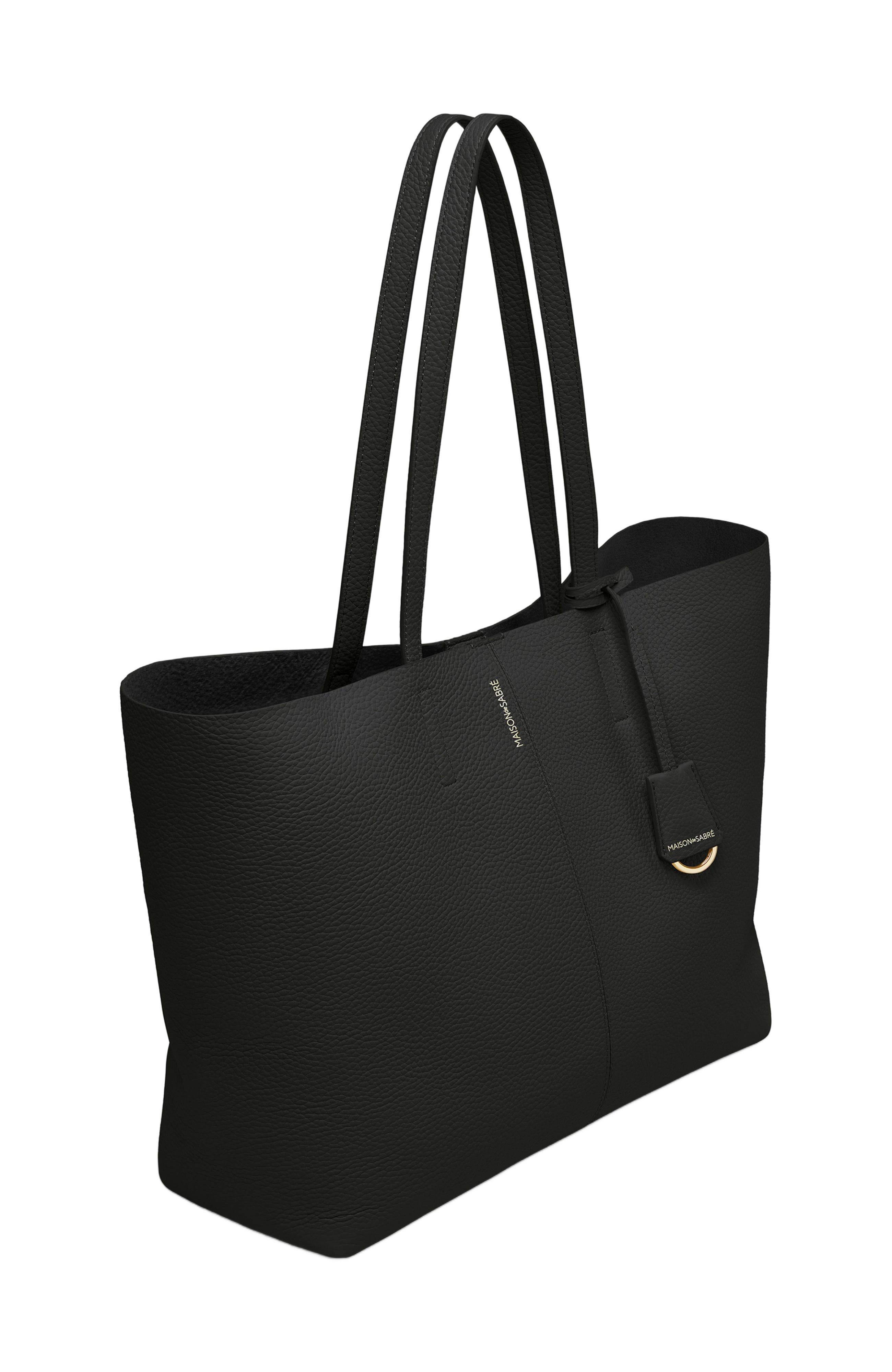 MAISON de SABRÉ Large Leather Snap Soft Tote, Alternate, color, Rouge Noir