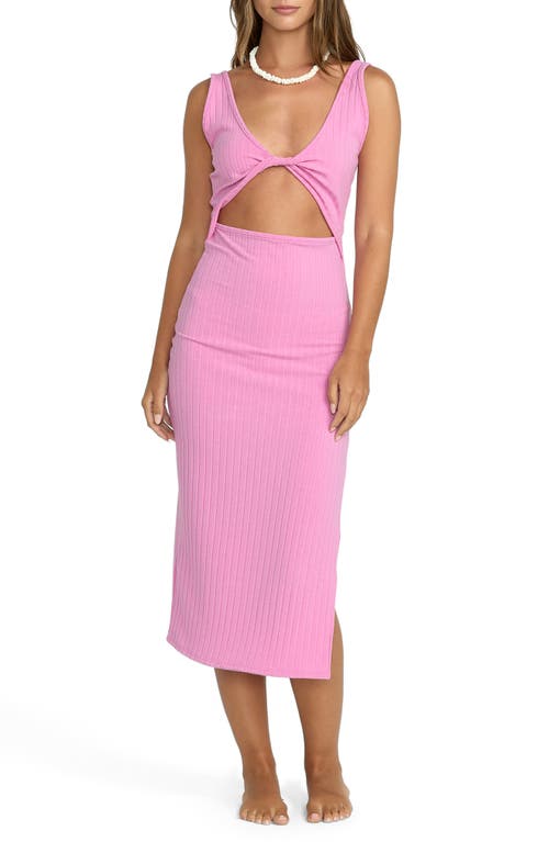 Billabong Take A Look Convertible Rib Midi Dress In Pink