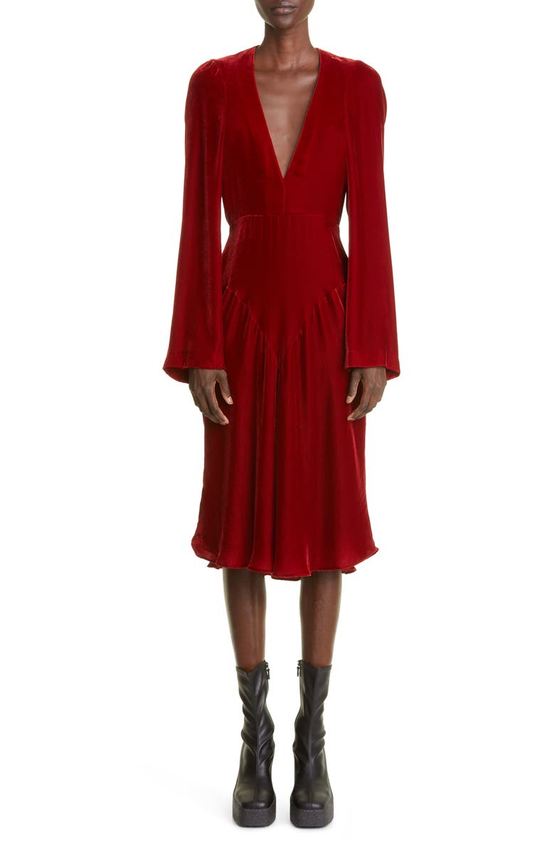 Stella McCartney Long Sleeve Velvet Dress, Main, color, 
