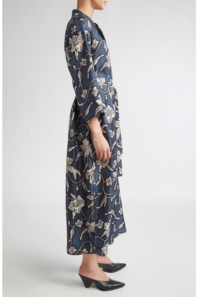 Peonia Print Silk Twill Shirtdress, Alternate, color, MIDNIGHT BLUE