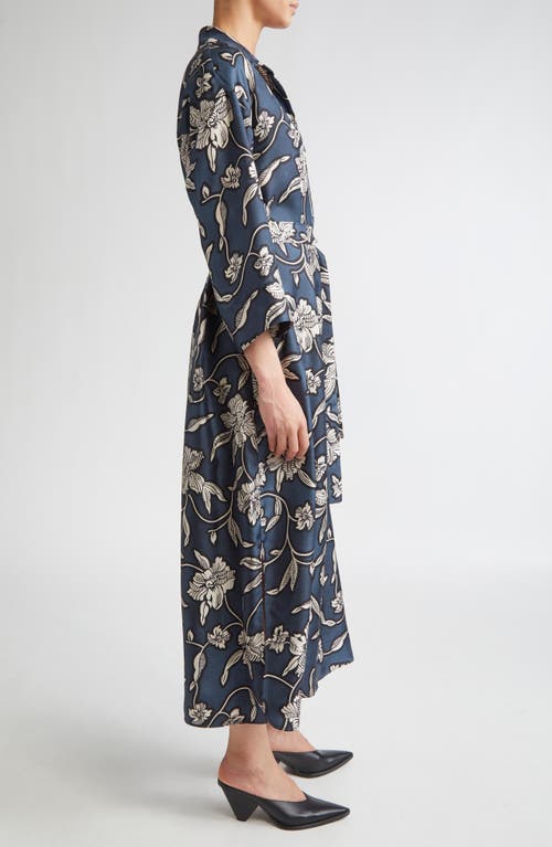 Max Mara Peonia Print Silk Twill Shirtdress In Blue