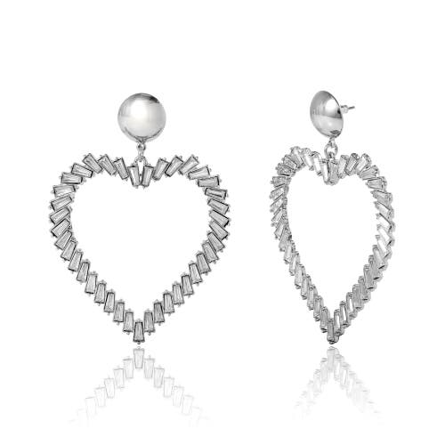 Bcbg Eneration Silver-tone Heart Hoop Earrings In Silver