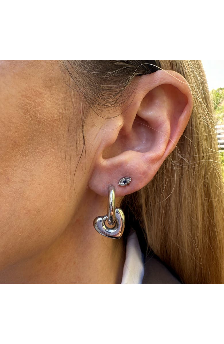 Outofoffice Silver Heart Removable Huggie Earrings, Alternate, color, Silver