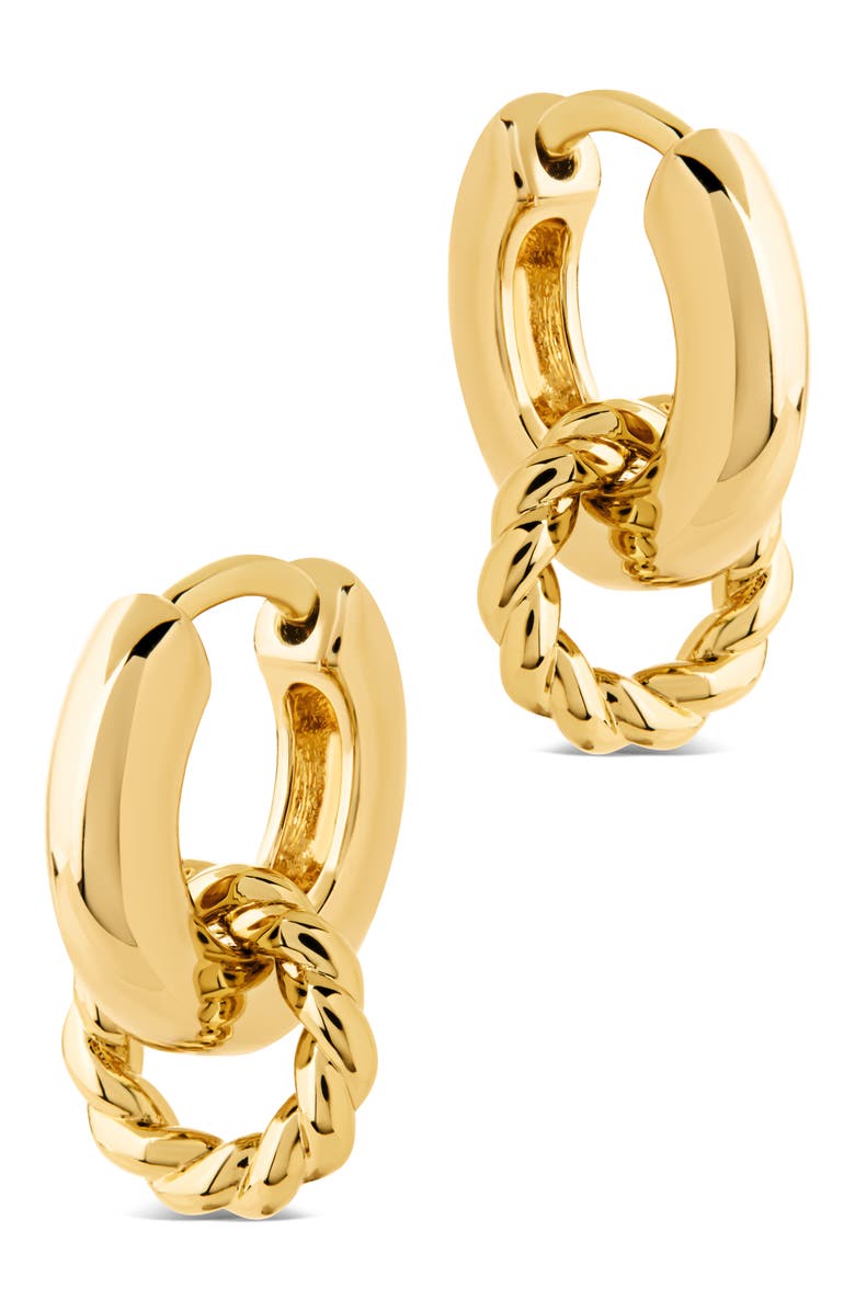 Sterling Forever Braided Ring Hoop Earrings, Alternate, color, Gold