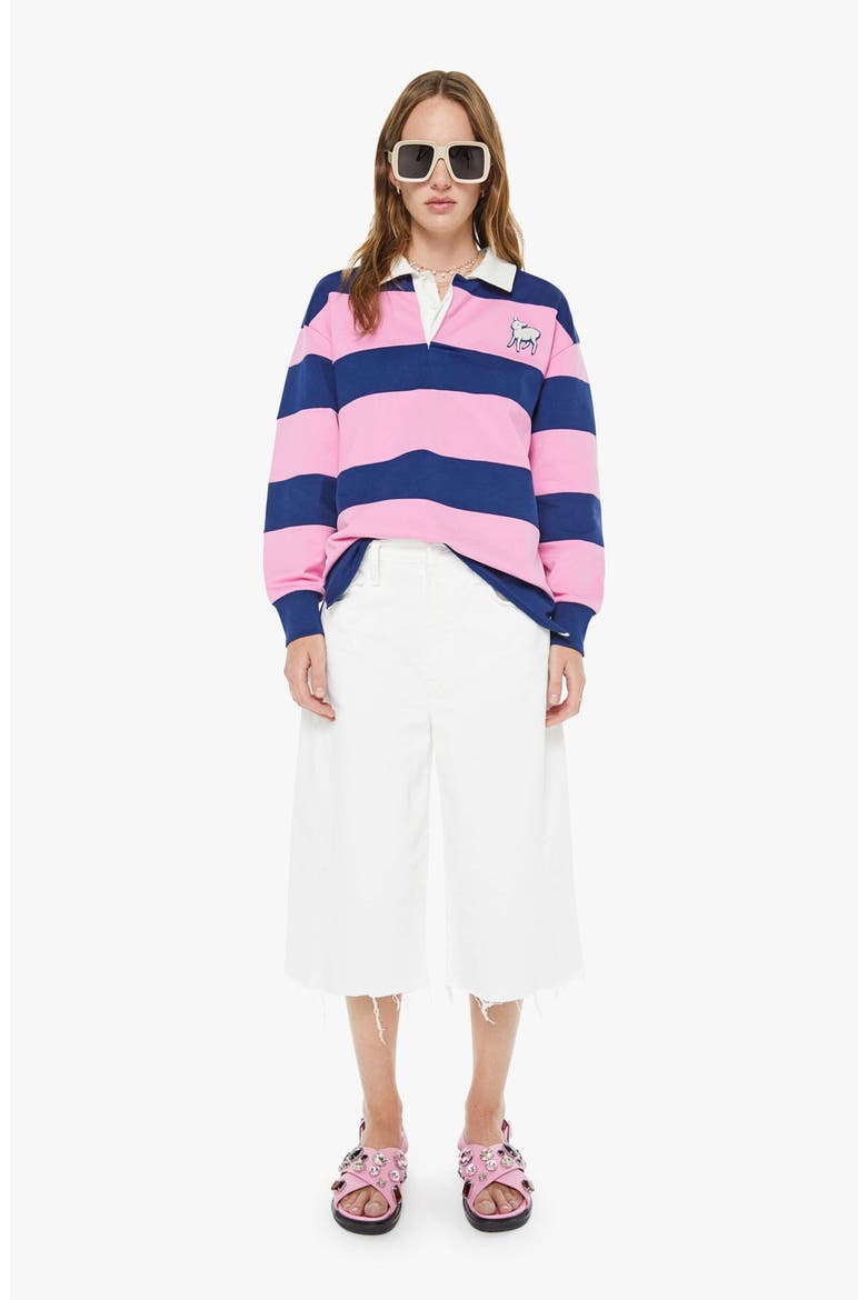 Piece Huddle Cotton Rugby Polo, Alternate, color, ESTATE BLUE AND BEGONIA PINK