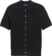 Brooks Brothers Short Sleeve Cabled Cotton Cardigan | Nordstrom