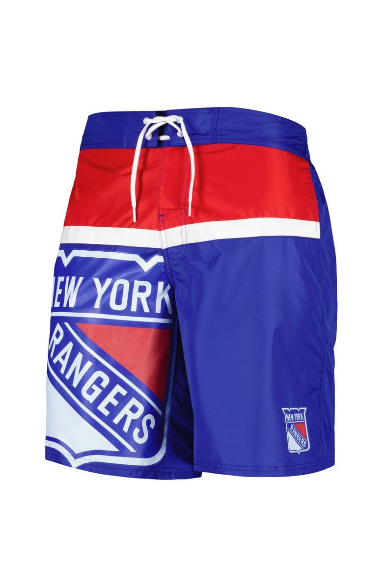 STARTER Men's Starter Blue New York Rangers Sea Wind Swim Trunks, Alternate, color, 
